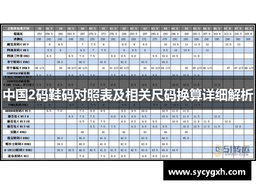 中国2码鞋码对照表及相关尺码换算详细解析