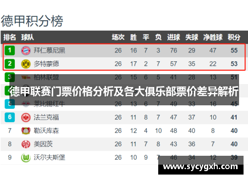 德甲联赛门票价格分析及各大俱乐部票价差异解析
