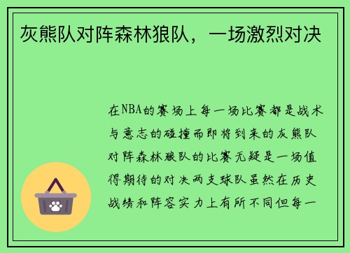 灰熊队对阵森林狼队，一场激烈对决
